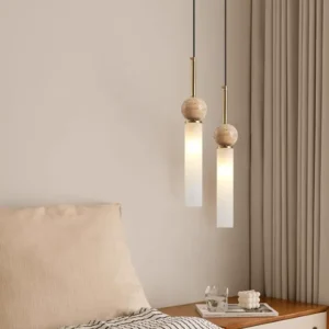 Lustre de Pedra Wabi-Sabi para Quarto e Restaurante - Estilo Vintage