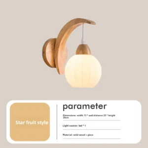 Luminária de Parede Japonesa de Madeira com Flor de Acrílico - Quarto Infantil - Modelo G