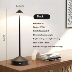 Luminária de Mesa Recarregável com LED Touch - Abajur Moderno para Decoração