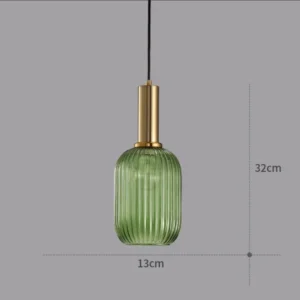 Luminária Pendente Vintage de Vidro Colorido para Sala e Jantar - Tipo A Verde