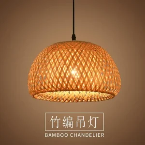 Lanterna Pendente de Bambu Natural - Luminária Decorativa E27