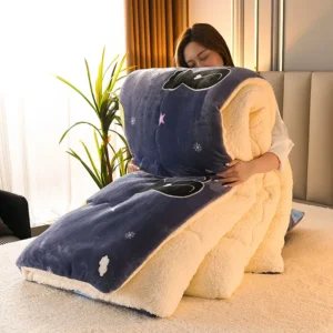 Colcha de Lã Acolchoada Dupla Face para Inverno - Conforto e Estilo - 180x220cm 2.8kg, Boa Noite Lua