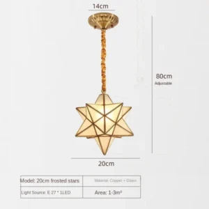 Luz Pendente Estrela 5 Pontas para Sala e Quarto - Design Antigo - 20CM Fosco