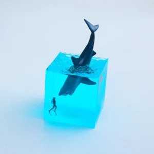 Luminária Noturna Decorativa em Formato de Cubo com Baleia e Mergulhador - Tubarões - Sem