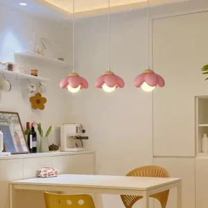 Luminária Pendente Moderna em Flor Creme para Decoração de Ambientes