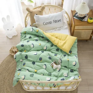 Colcha Infantil Lavável de Algodão para Todas as Estações - Colcha Primavera e Outono 120x150cm 25kg, Pequeno Caracol Verde