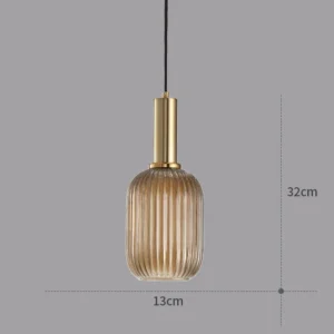 Luminária Pendente Vintage de Vidro Colorido para Sala e Jantar - Tipo A Ouro