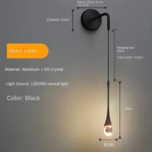 Luminária Pendente Moderna de Cristal para Sala, Jantar e Quarto