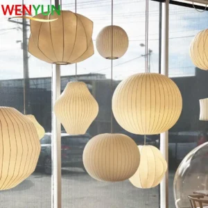 Luminária Pendente Designer Estilo Japonês em Seda LED