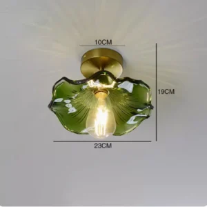 Lustre Pendente de Vidro Floral com Base de Cobre - Iluminação Moderna