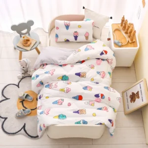 Colcha Infantil Lavável de Algodão para Todas as Estações - Colcha Primavera e Outono 150x200cm 45 libras, Sorvete Branco