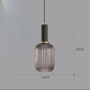 Luminária Pendente Vintage de Vidro Colorido para Sala e Jantar - Suporte preto cinza A
