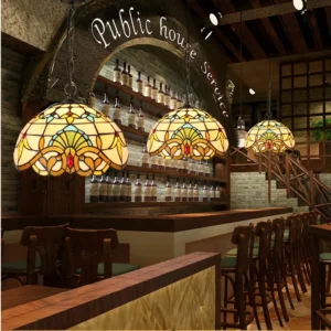 Lustre Tiffany Nórdico de Vidro para Cozinha e Sala de Jantar E27