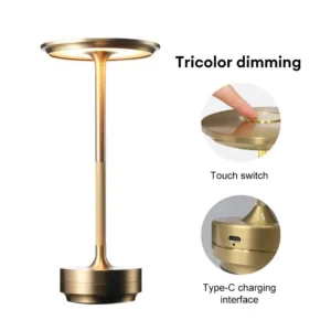 Luminária de Mesa LED Recarregável Portátil e Dimerizável