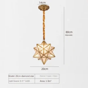 Luz Pendente Estrela 5 Pontas para Sala e Quarto - Design Antigo - 20CM Diamante