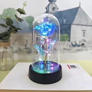Rosa LED Decorativa - Luz Noturna Realista para Decoração e Presentes - Luz Azul Colorida