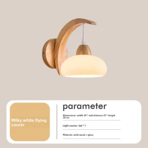 Luminária de Parede Japonesa de Madeira com Flor de Acrílico - Quarto Infantil - Modelo C