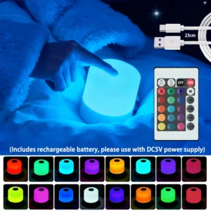 Luz Noturna LED Recarregável e Plug-in com Tela Sensível ao Toque - RGB
