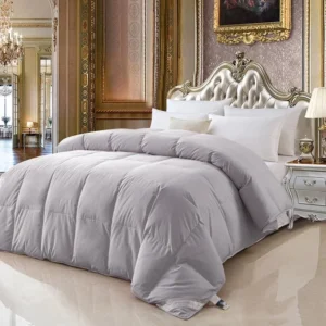 Colcha de Algodão Acolchoada com Penas de Ganso - Inverno - 200x230cm 4kg, Cinza Escuro