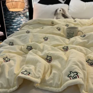 Colcha de Verão Lavável em Algodão - Estilo Elegante e Confortável - 150x200cm [colcha de verão individual], Colcha de Verão Bordada - Morango Amarelo