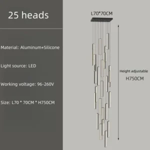 Lustre Moderno de Alumínio para Teto - Decoração Loft e Duplex