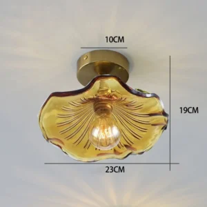 Lustre Pendente de Vidro Floral com Base de Cobre - Iluminação Moderna
