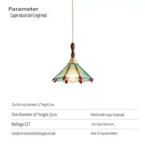 Luminária Pendente Vintage de Vidro Colorido com Luz LED para Cozinha e Sala