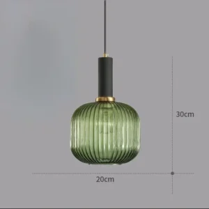 Luminária Pendente Vintage de Vidro Colorido para Sala e Jantar - Suporte Preto GreenB