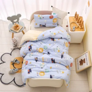 Colcha Infantil Lavável de Algodão para Todas as Estações - Colcha Primavera e Outono 120x150cm 25kg, Pequeno Avião Azul