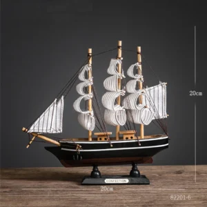 Modelo de Veleiro de Madeira Estilo Mediterrâneo para Decoração - Sexta Viagem Naval