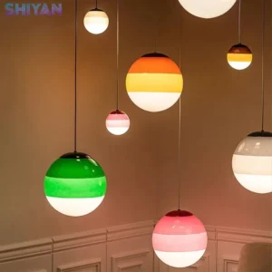 Lustre LED Moderno com Bolas de Vidro Coloridas para Sala e Quarto