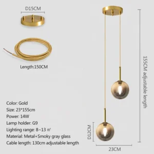 Luminária Pendente Moderna em Vidro para Decoração de Ambientes