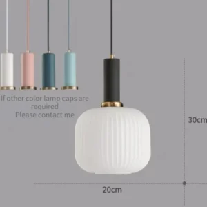 Luminária Pendente Vintage de Vidro Colorido para Sala e Jantar - Suporte branco B preto