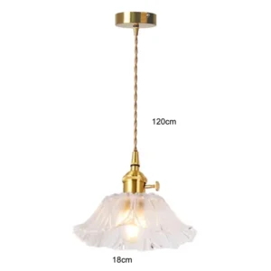 Lustre Pendente de Vidro Floral com Base de Cobre - Iluminação Moderna
