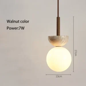 Luminária Pendente Moderna em Pedra e Madeira para Quarto e Restaurante