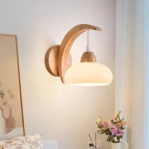 Luminária de Parede Japonesa de Madeira com Flor de Acrílico - Quarto Infantil