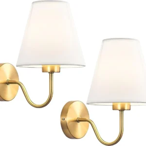 Lâmpada de Parede Moderna em Tecido - Arandela Simples para Sala e Quarto - 2 peças de Ouro