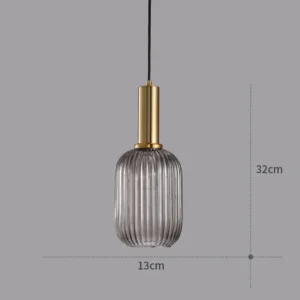 Luminária Pendente Vintage de Vidro Colorido para Sala e Jantar - Tipo A Cinza