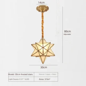 Luz Pendente Estrela 5 Pontas para Sala e Quarto - Design Antigo - 30CM Fosco