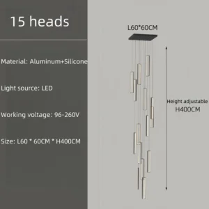 Lustre Moderno de Alumínio para Teto - Decoração Loft e Duplex