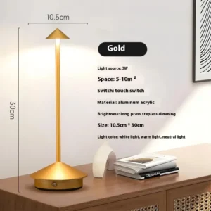 Luminária de Mesa Recarregável com LED Touch - Abajur Moderno para Decoração