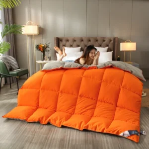Colcha de Penas de Ganso 3D - Edredom Luxuoso e Aconchegante - Laranja, 150X200cm 3kg