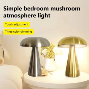 Candeeiro de Mesa Cogumelo Recarregável para Decoração e Leitura