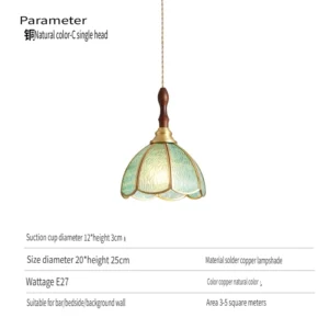 Luminária Pendente Vintage de Vidro Colorido com Luz LED para Cozinha e Sala