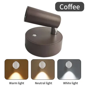 Lâmpada de Parede Recarregável com Toque e Três Cores - Sem Fio - Café