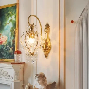 Lâmpada de Parede Cristal Moderna em Ouro para Sala e Quarto