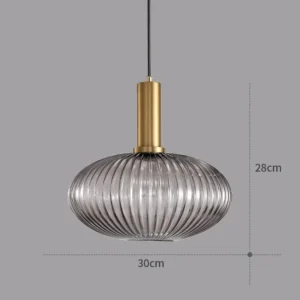 Luminária Pendente Vintage de Vidro Colorido para Sala e Jantar - Tipo C Cinza