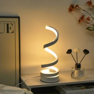 Lâmpada de Mesa Espiral Branca USB com Três Cores de Luz