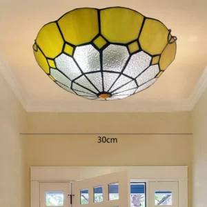 Lustre Tiffany Azul Mediterrâneo para Teto - Decoração Retro