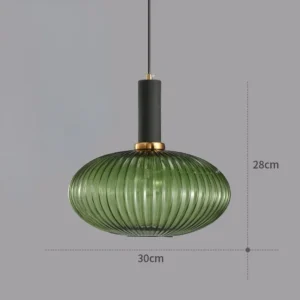 Luminária Pendente Vintage de Vidro Colorido para Sala e Jantar - Suporte Preto GreenC